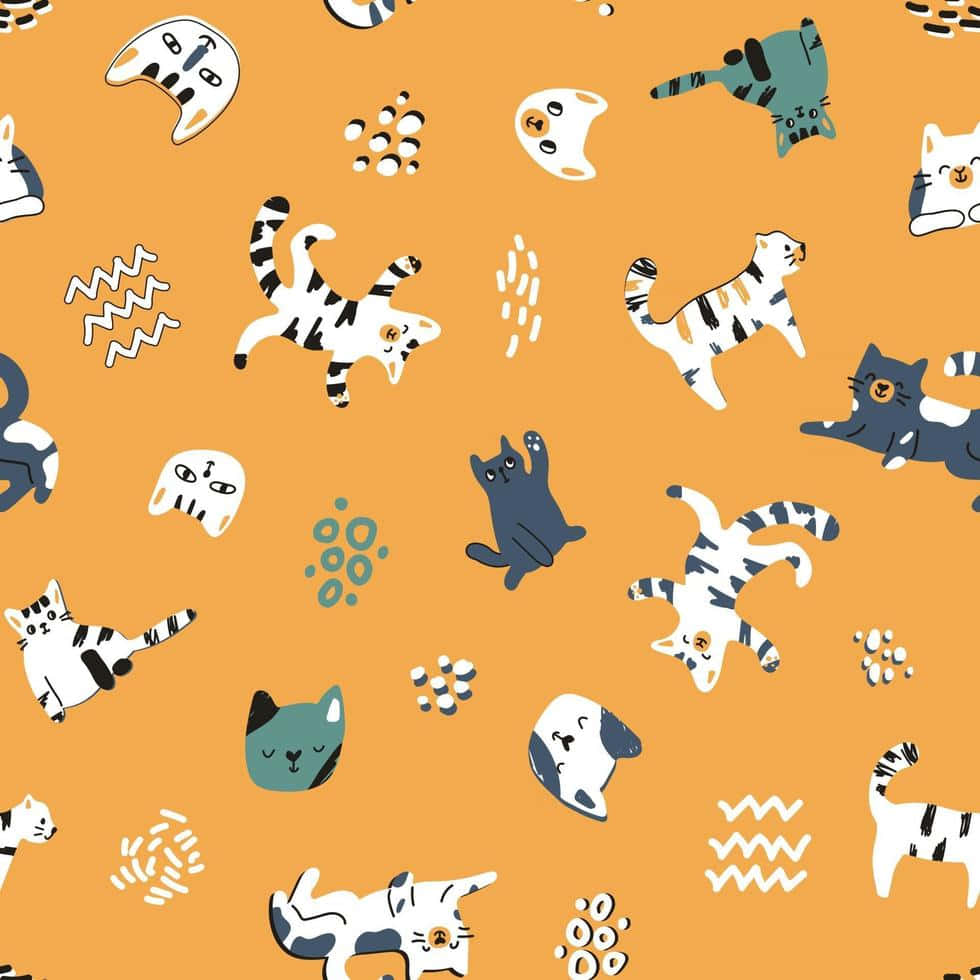 En sød kat mønster til din design fornøjelse Wallpaper