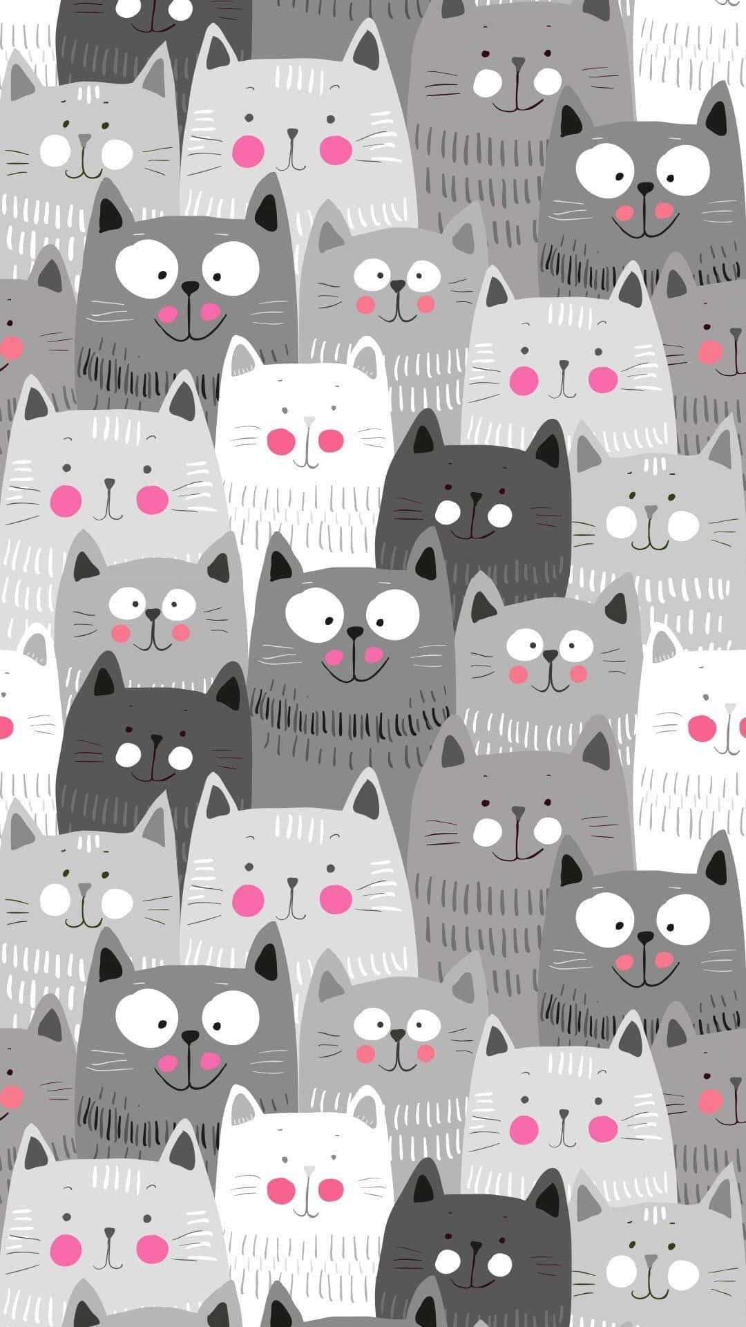 A Cute Cat Pattern to Brighten up Any Home Wallpaper