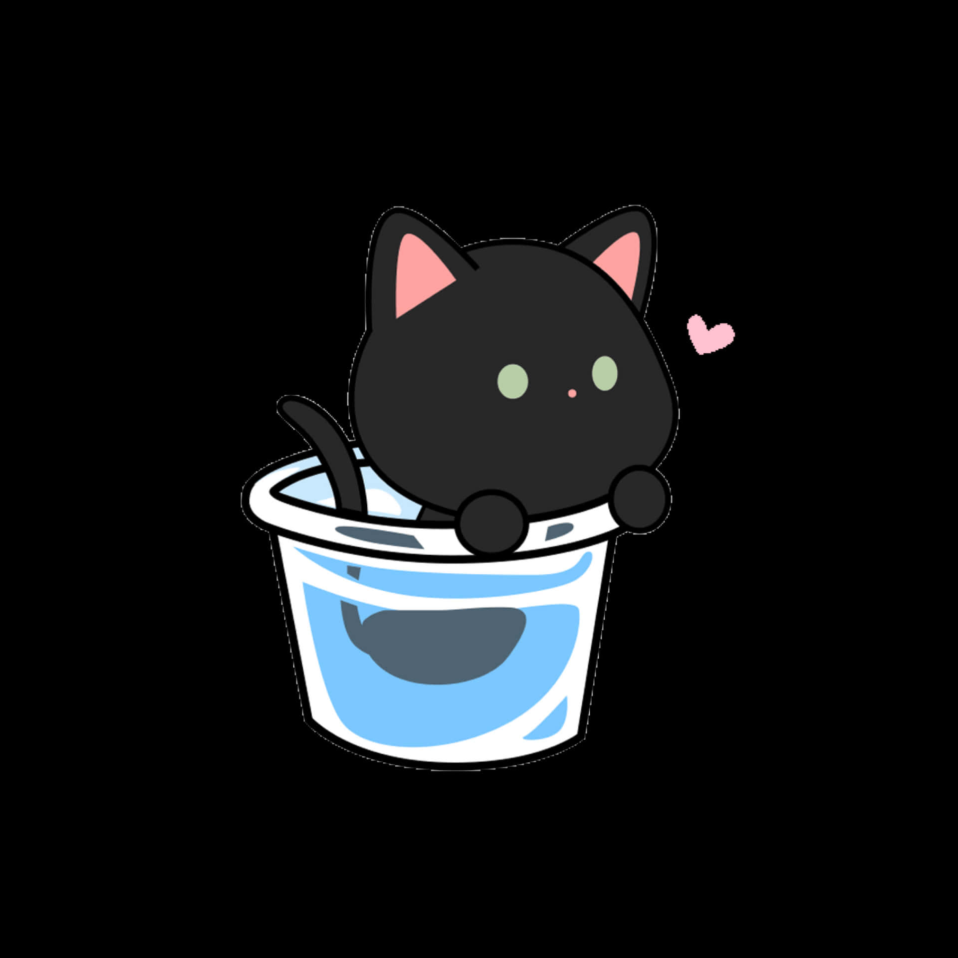 Imagende Arte De Un Lindo Gato Negro En La Bañera