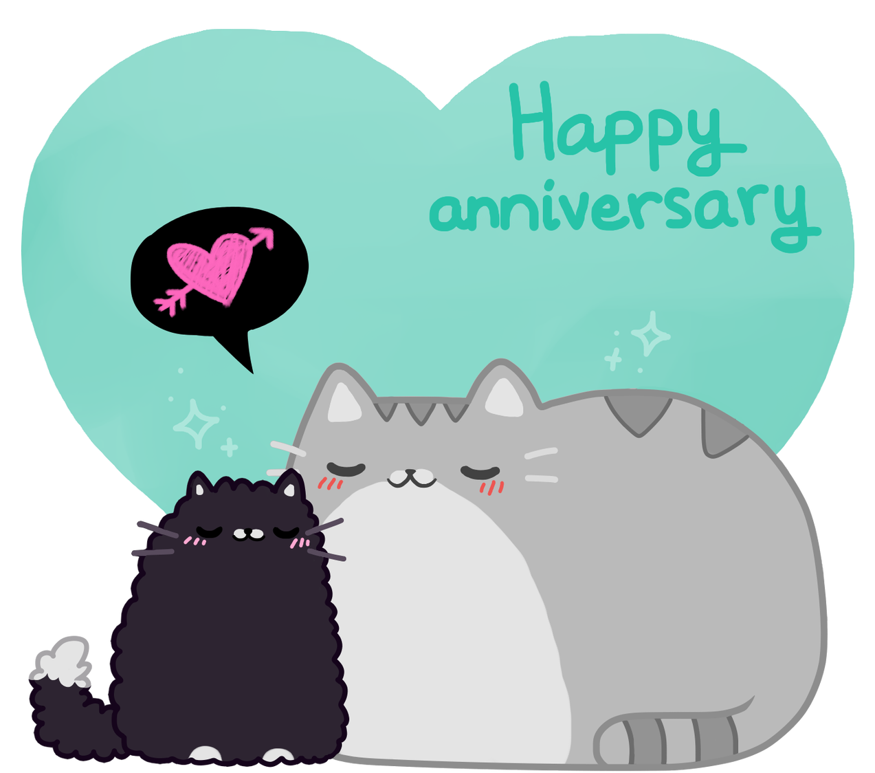 Cute Cats Happy Anniversary PNG