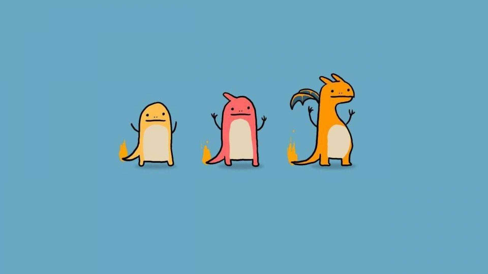 A Group Of Cartoon Dinosaurs Standing In A Row Wallpaper