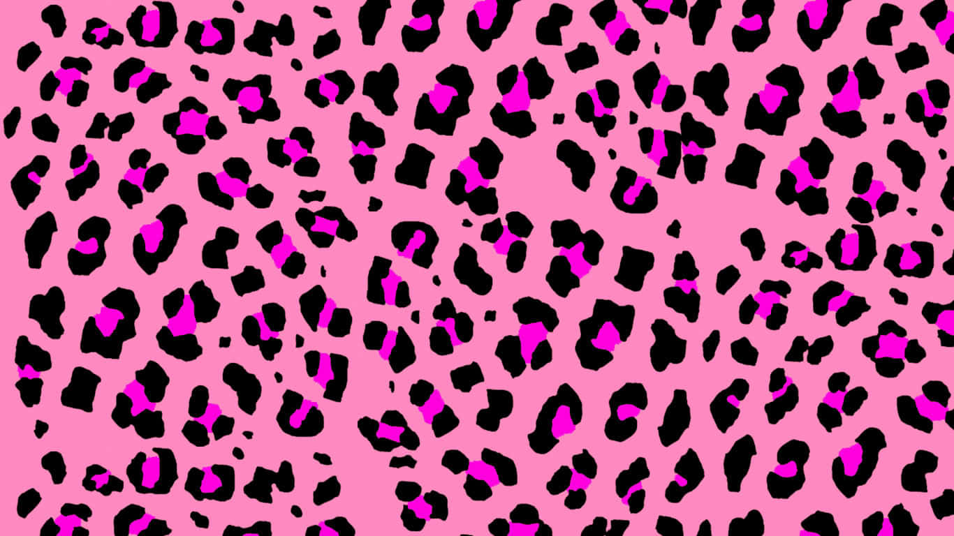 Sødt gepard Tryk Sort Og Rosa Tapet Wallpaper