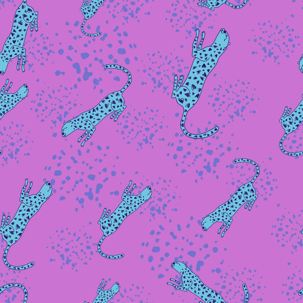 Cute Cheetah Print Pattern Blue And Pink Wallpaper