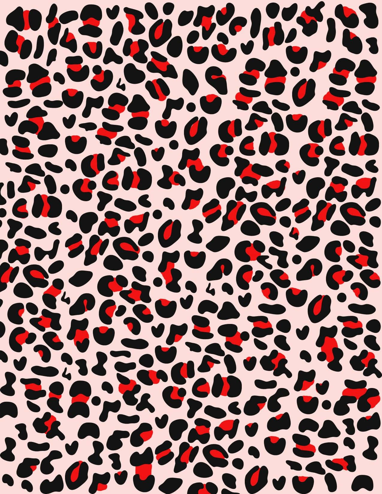 Cute Cheetah Print Red And Black Wallpaper