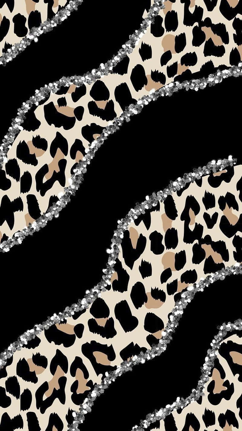 Graficadi Leopardo Carina Con Argento E Nero Sfondo