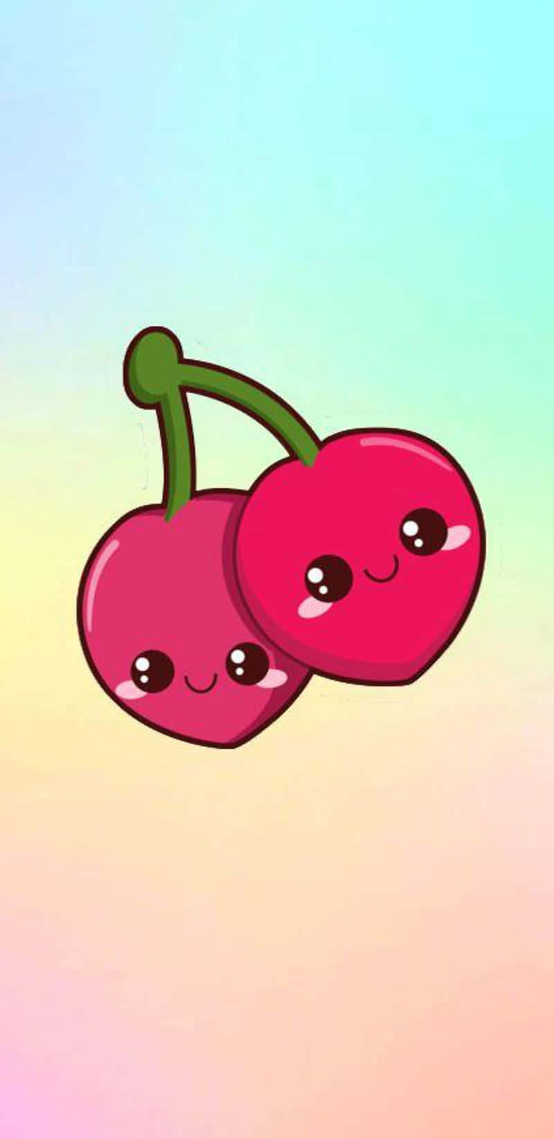 Cute Cherry With Adorable Blushing Face Wallpaper
