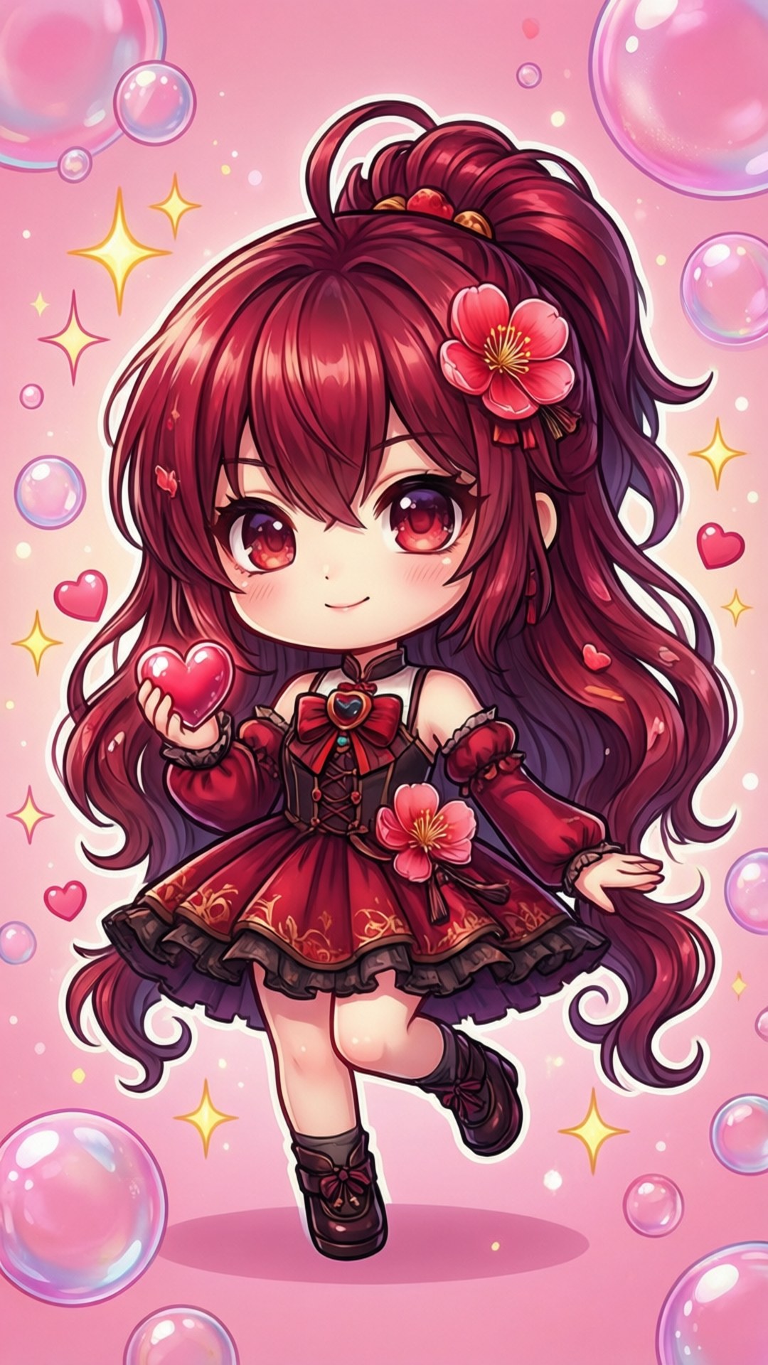 En chibi Mimosa Vermillion i en sød, glitrende stil.