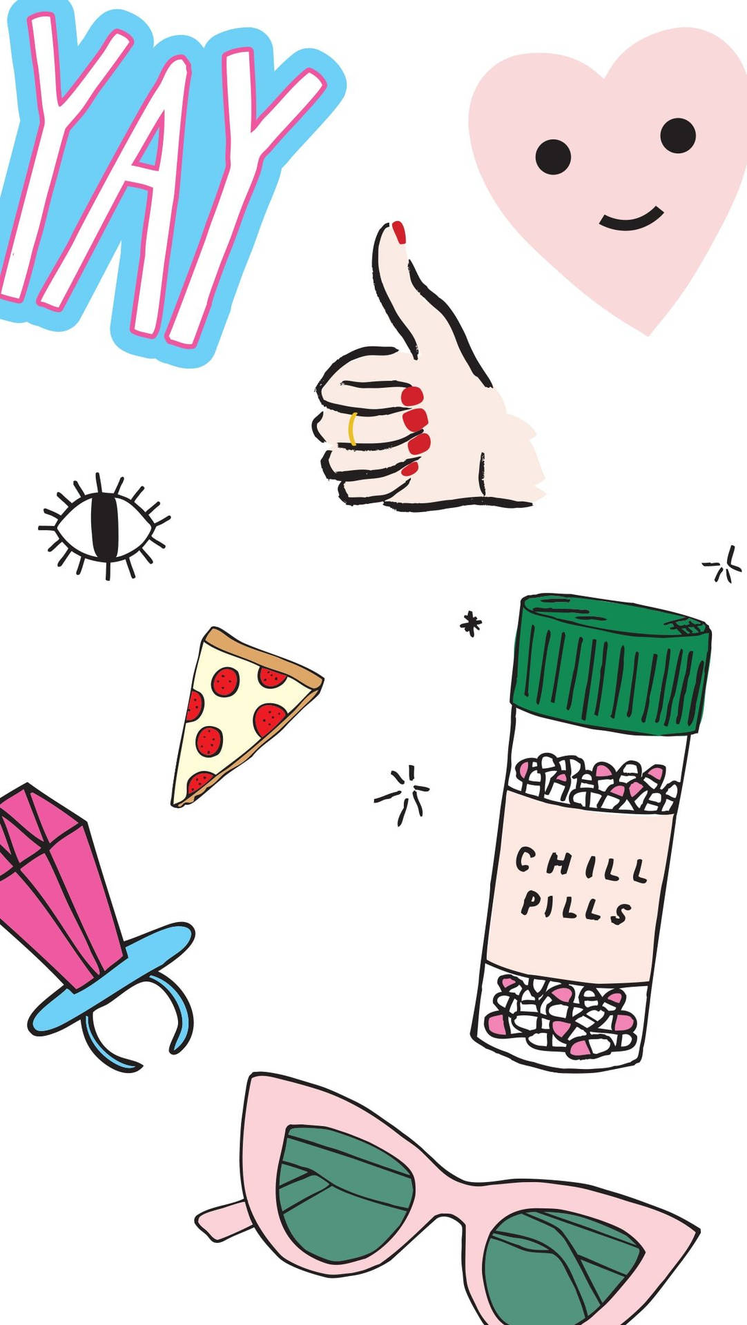 Cute Chill Aesthetic Stickers Wallpaper