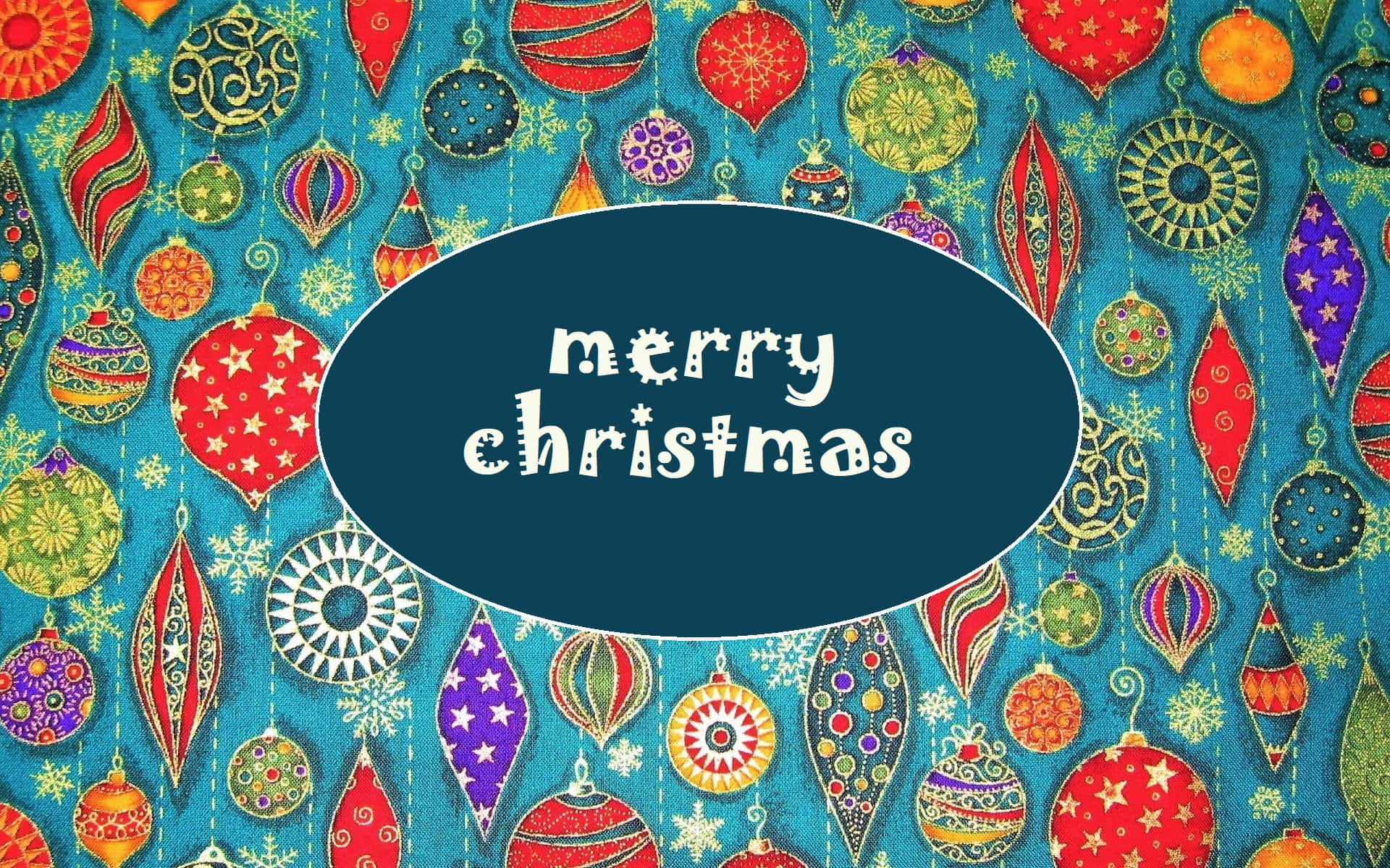 Merry Christmas Background With Colorful Ornaments