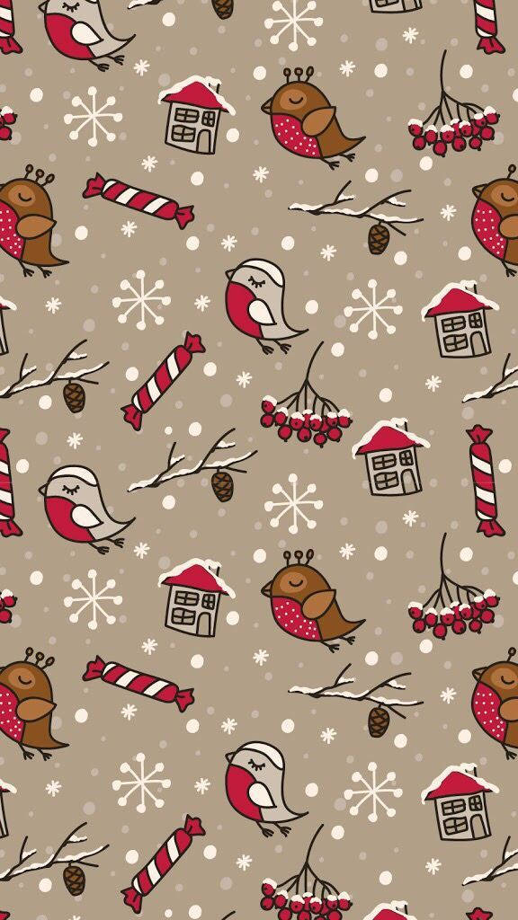Søde jul iPhone fugle Wallpaper