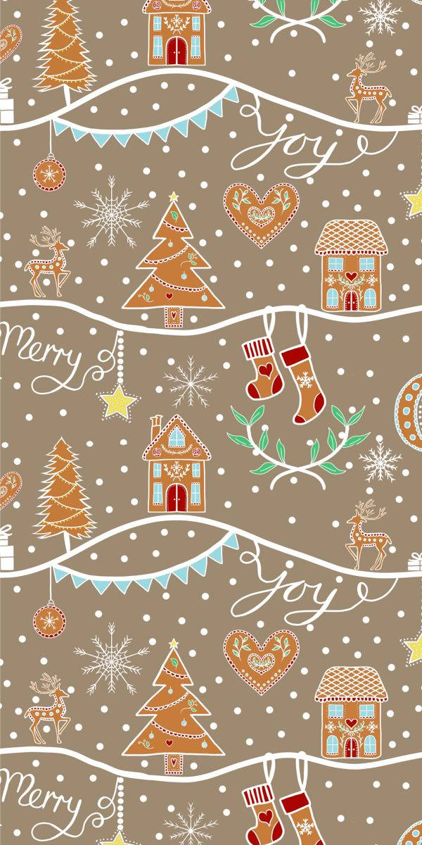 Download Cute Christmas Iphone Brown Wallpaper 
