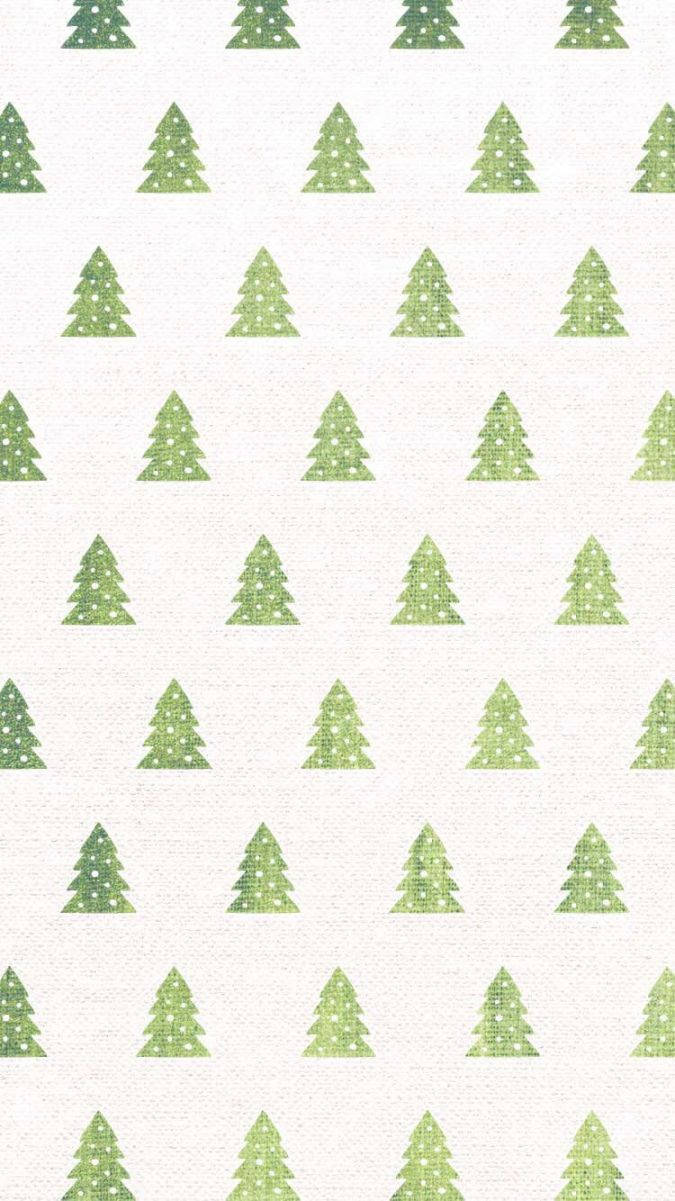 Cute Christmas Iphone Green Trees Wallpaper