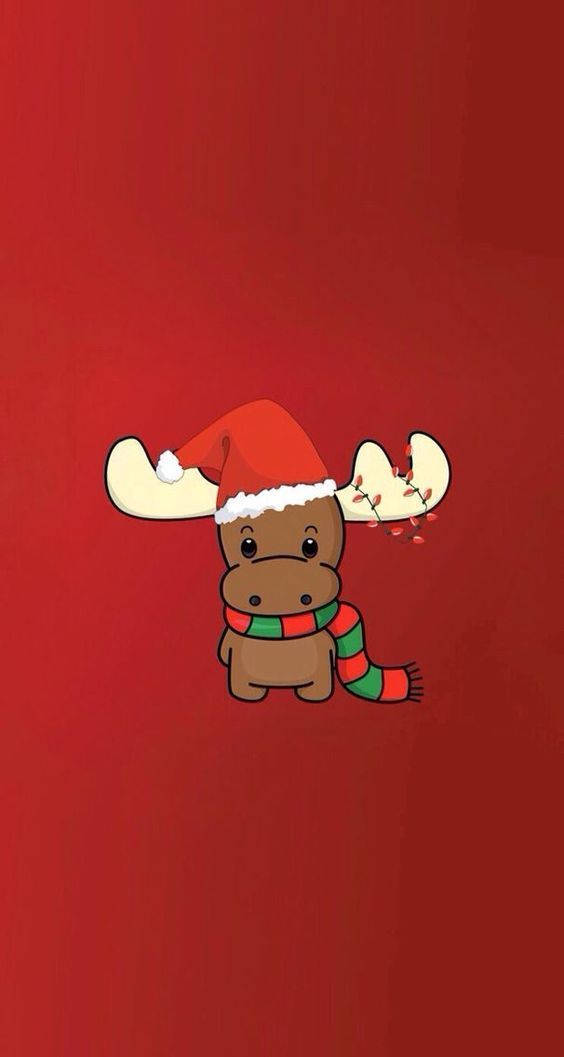 Sød jul iPhone Lone Reindeer Wallpaper Wallpaper