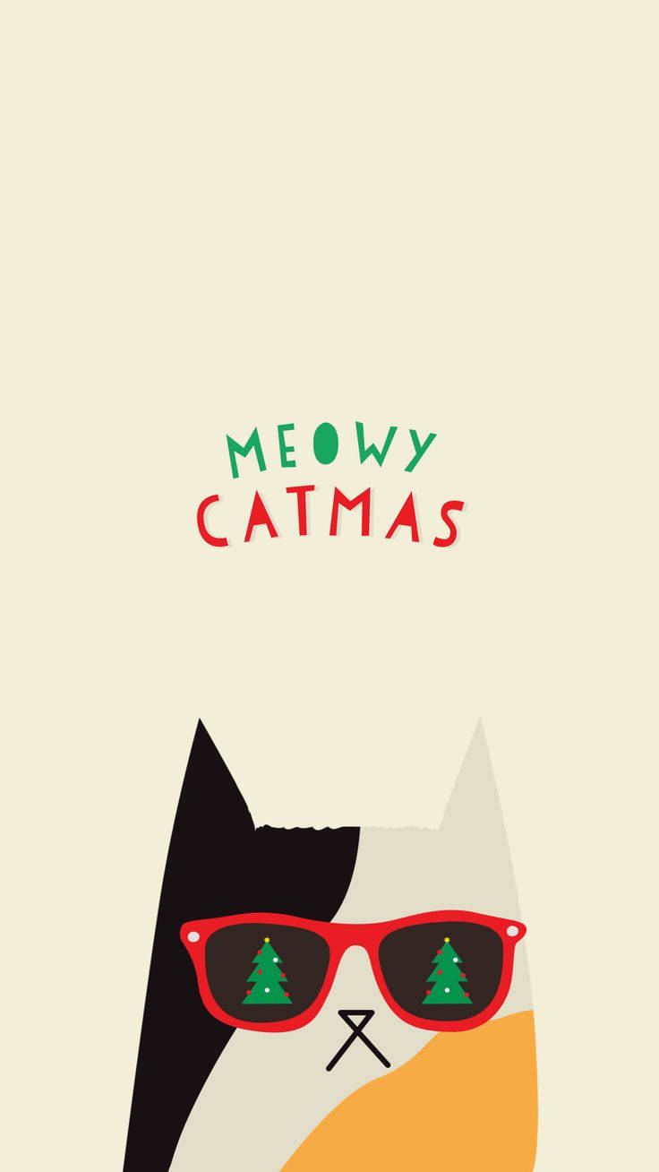 Sød jul iPhone Meowy Catmas tapet. Wallpaper