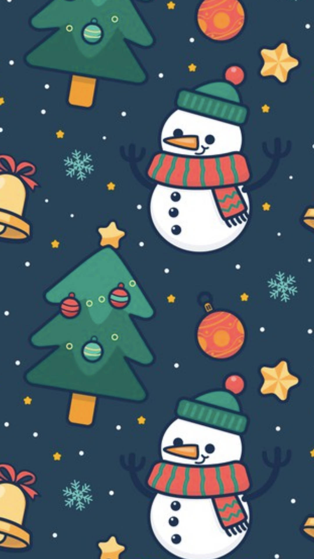 Sød jule iPhone Sne mand og træ Tapet Wallpaper