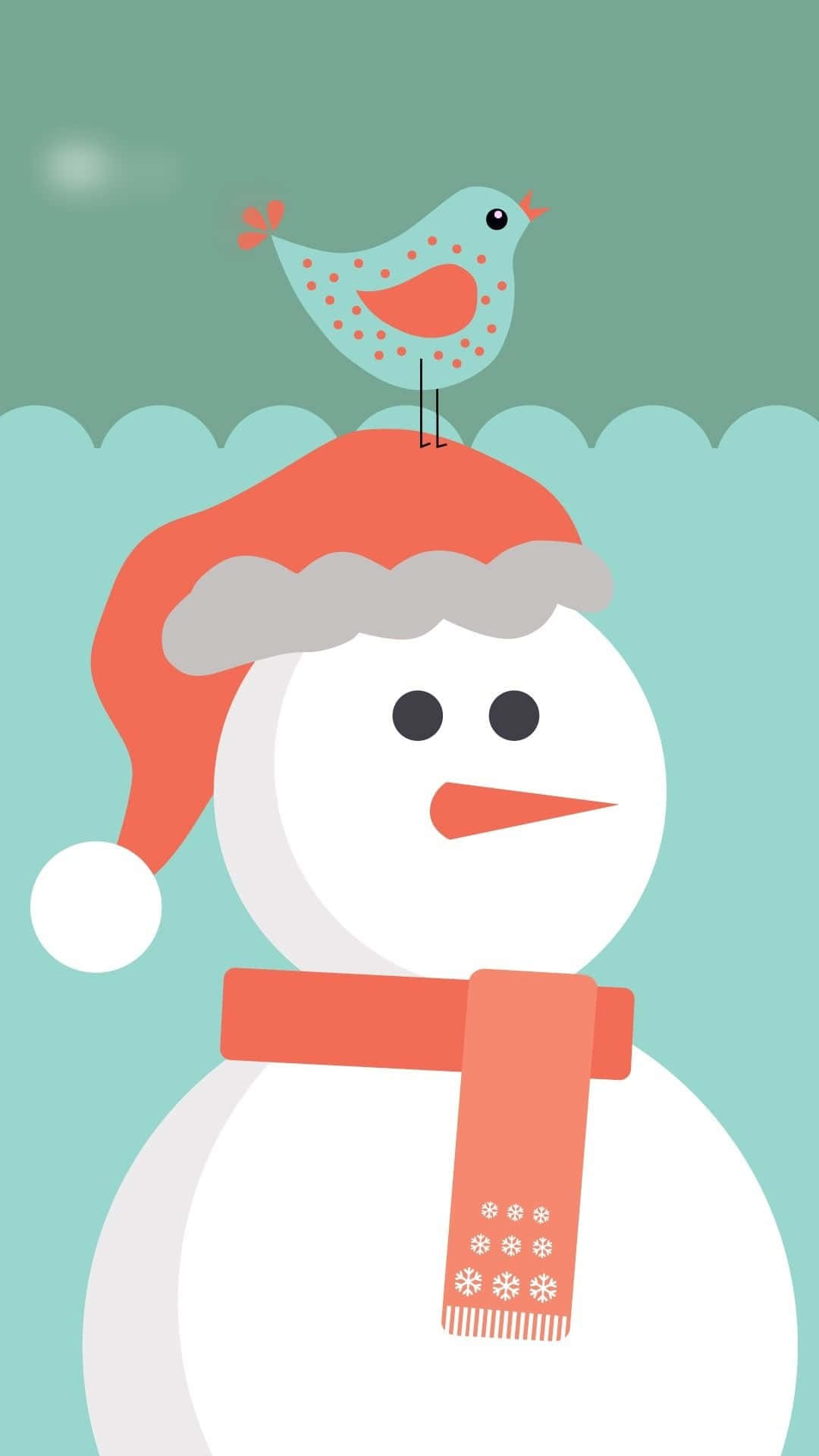 Vector Snowman Cute Christmas Phone Wallpaper