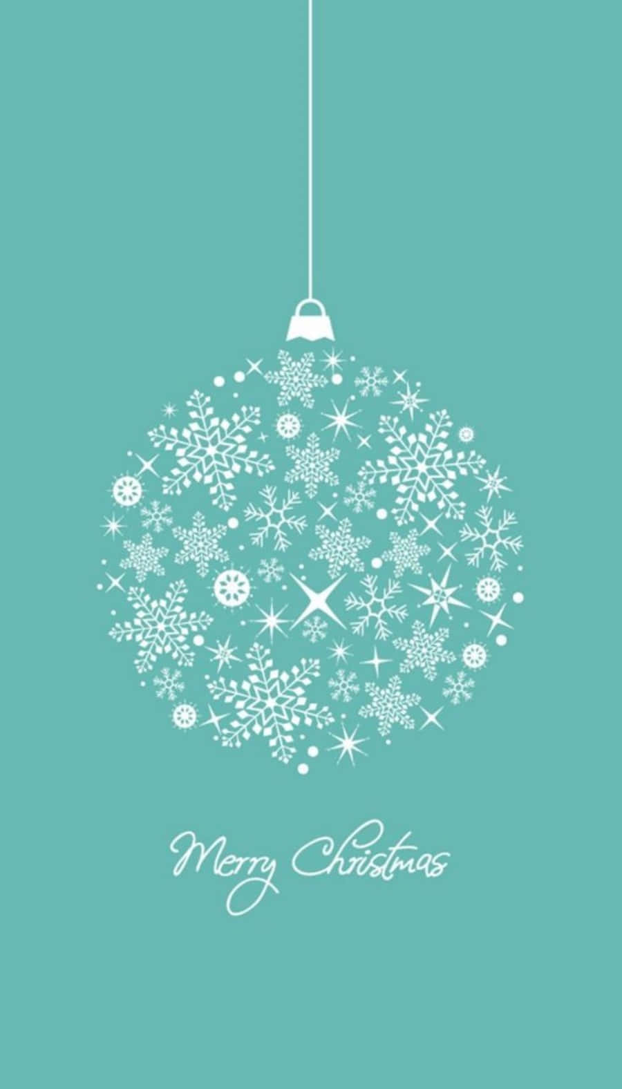 A Christmas Ball With Snowflakes On A Turquoise Background Wallpaper