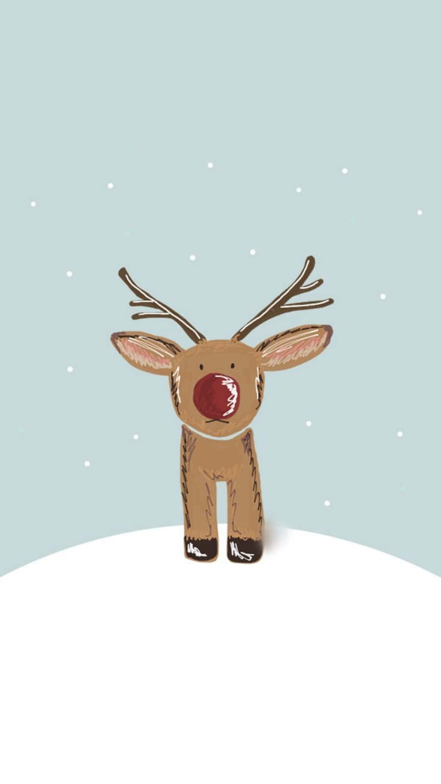 Red Nose Reindeer Cute Christmas Phone Wallpaper