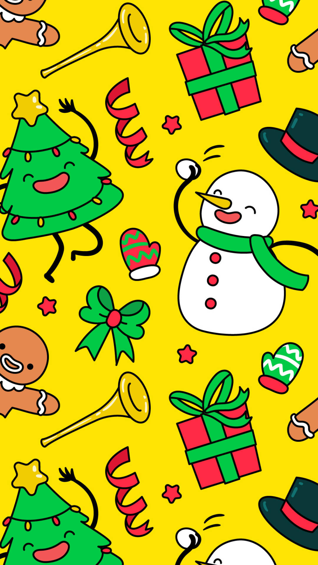 Sød jule-snemand med dekorationer Wallpaper