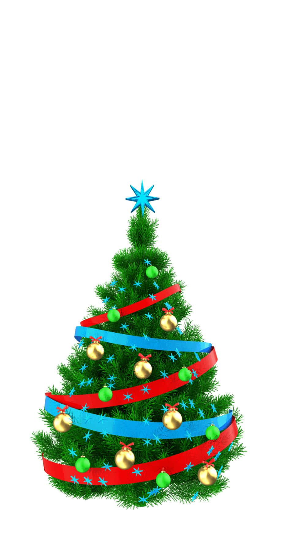 Cute Christmas Tree With Ribbons And Ornaments Wallpaper