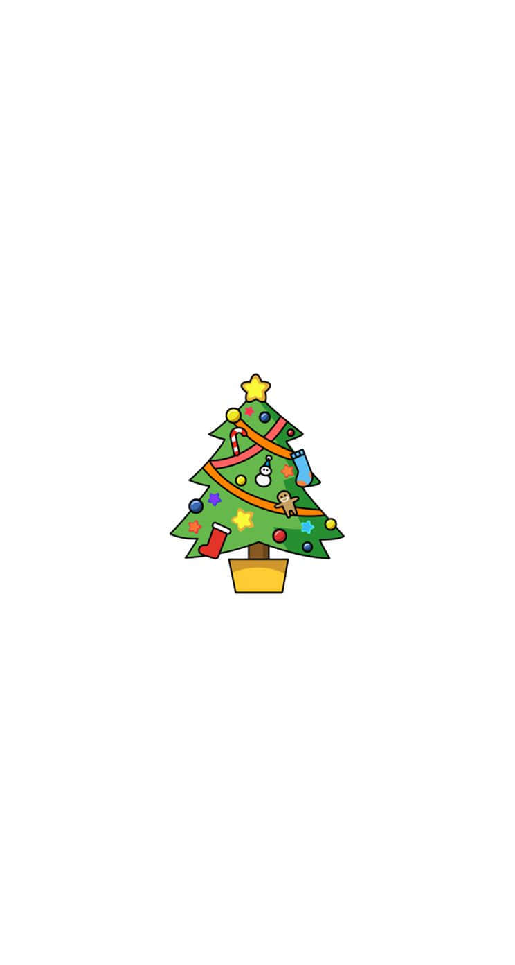 Imagende Un Lindo Árbol De Navidad En Forma De Dibujo Animado. Fondo de pantalla