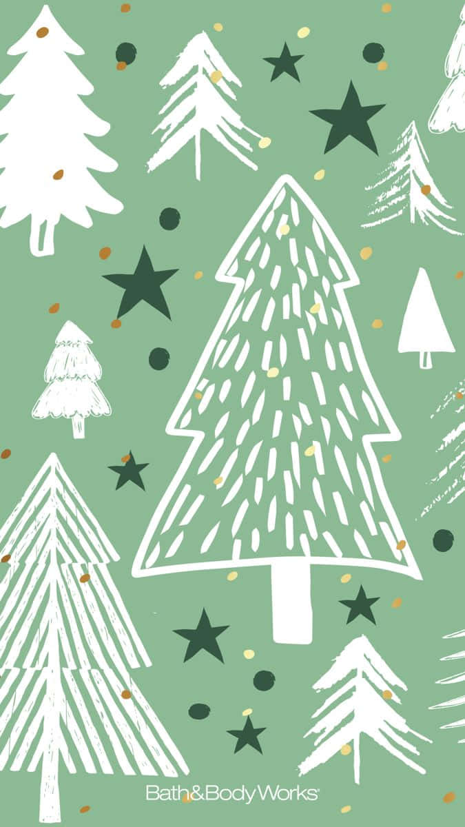 White Cute Christmas Tree And Stars Wallpaper