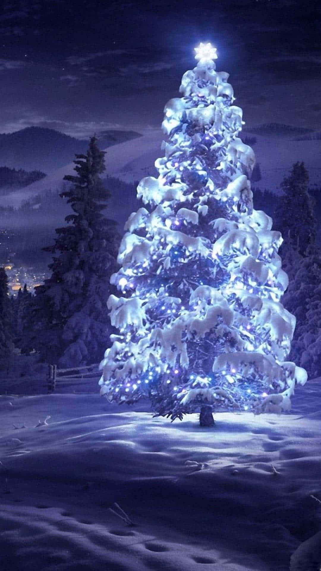 Cute Christmas Tree In Snow Wallpaper