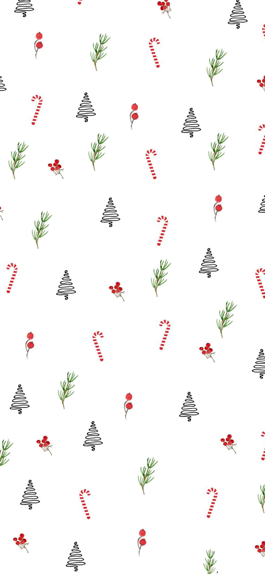 Cute Christmas Tree And Candy Cane Wallpaper