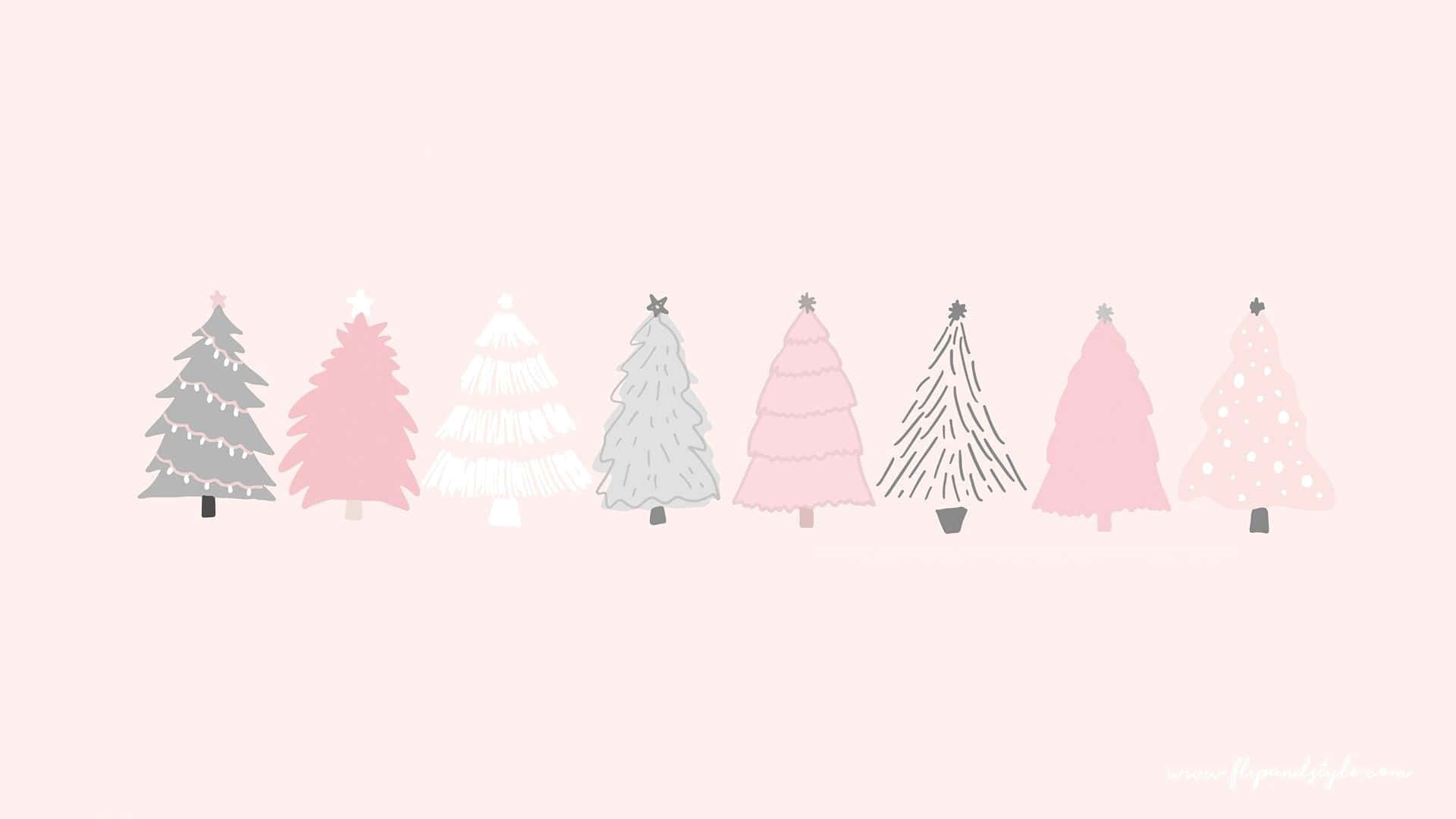 Cute Christmas Tree On A Row Wallpaper