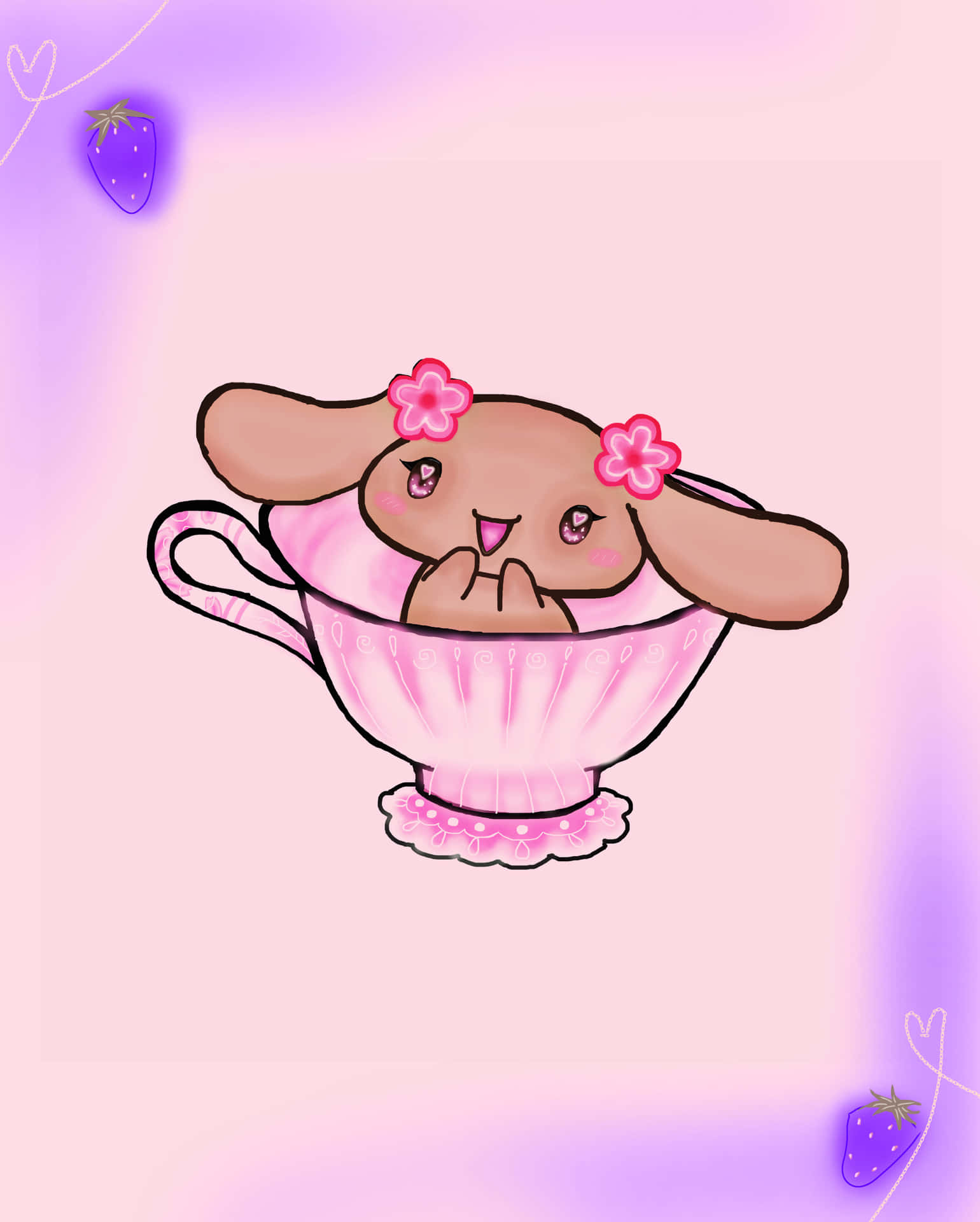 Schattige Cinnamoroll In Theekop Achtergrond