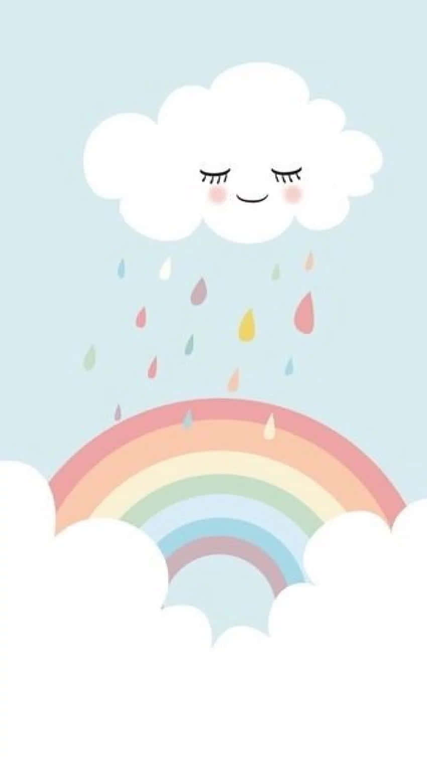 Cute Cloud Crying Rainbows Wallpaper