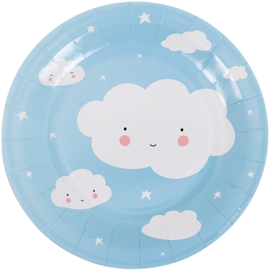 Cute Cloud Paper Plate Design PNG