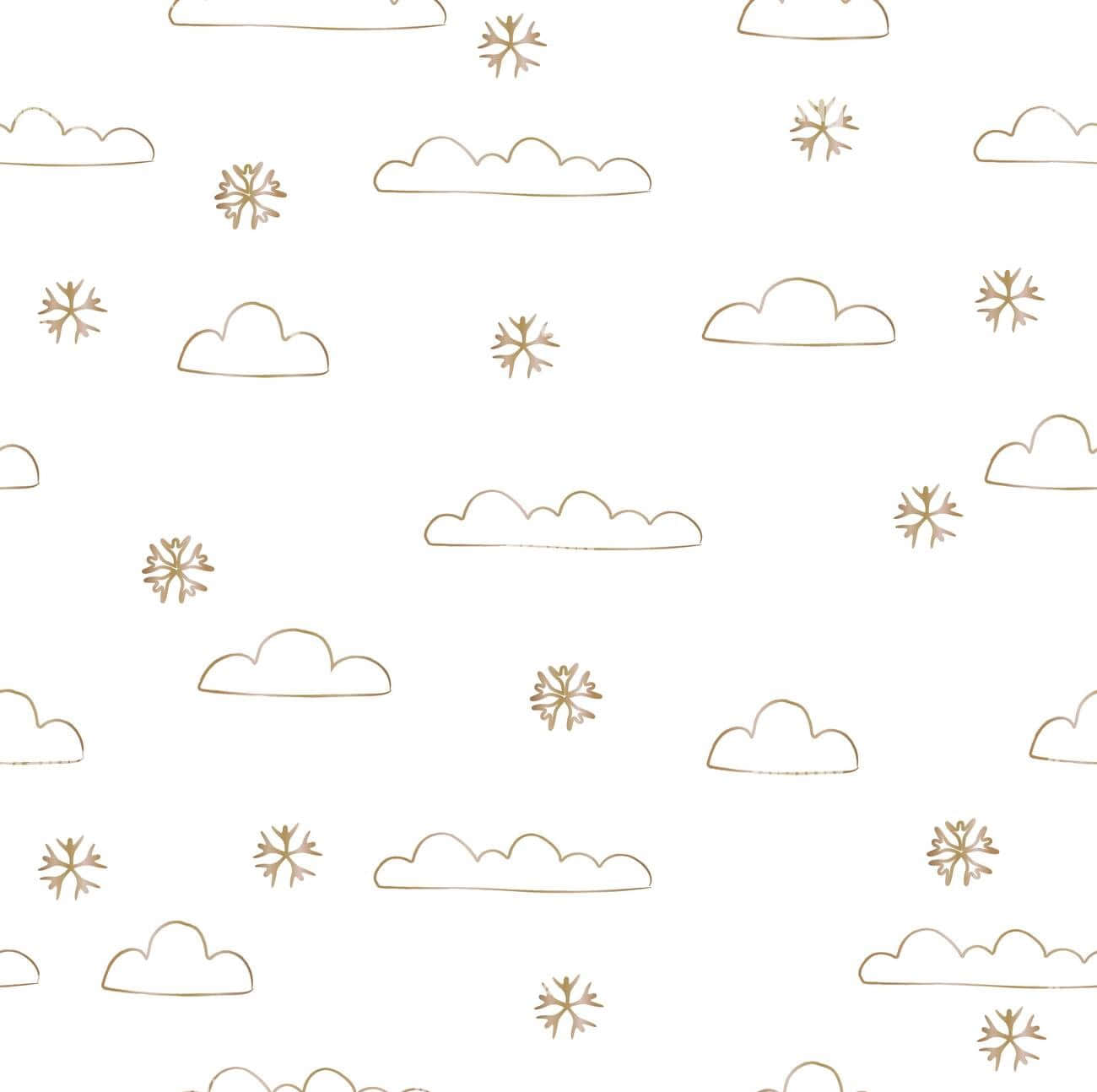 Cute Cloud Snowflake Pattern Doodle Wallpaper