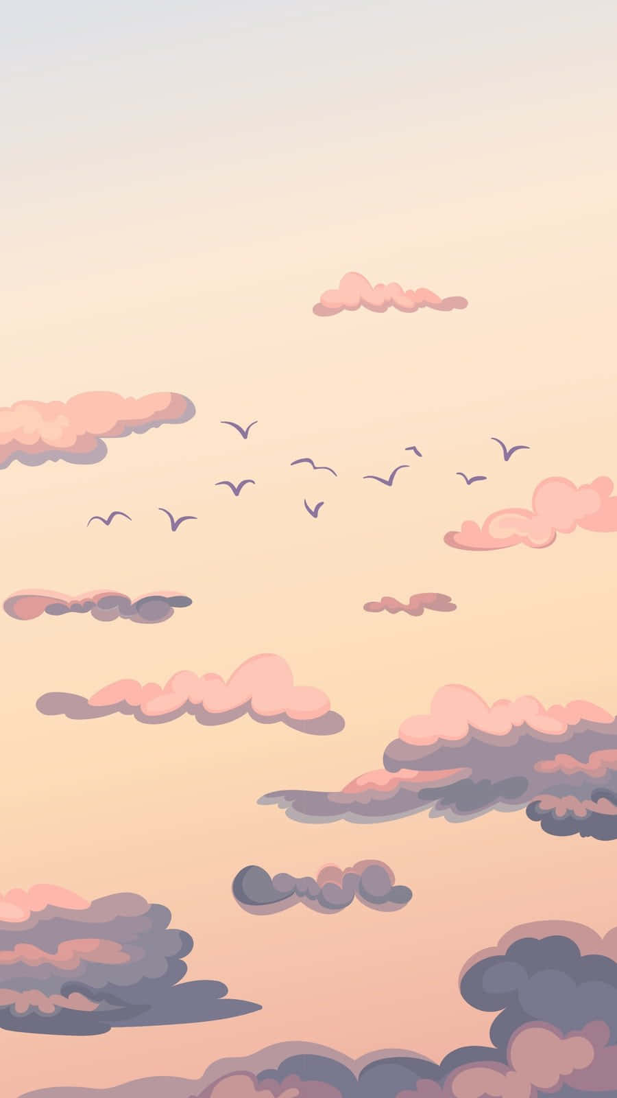 Cute Clouds Birds Wallpaper