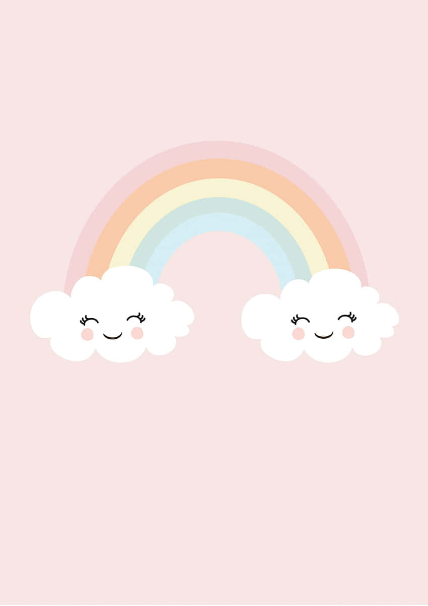 Cute Clouds Connecting Rainbow Wallpaper