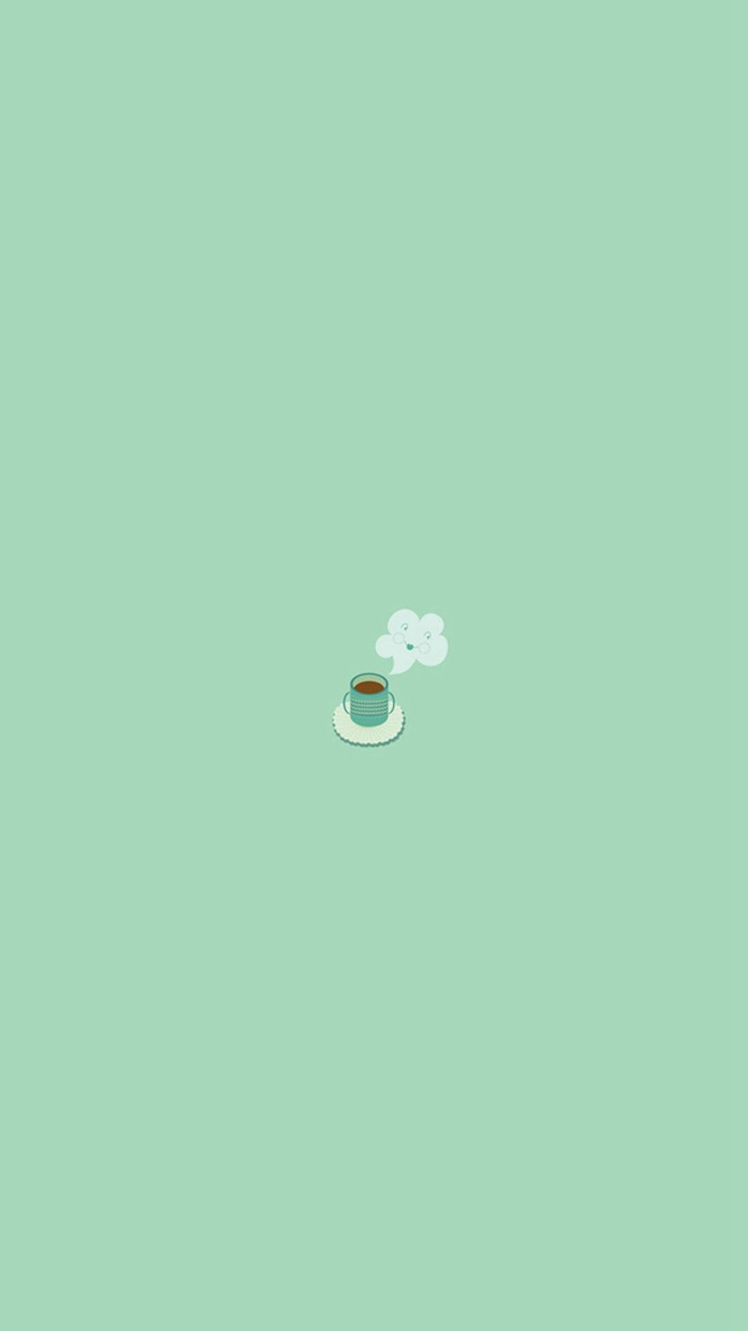 Cute Coffee Basic Pastel Green Background