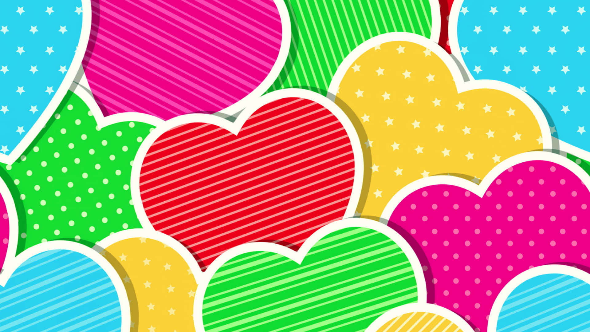 Cute Colorful Art Deco Hearts Wallpaper