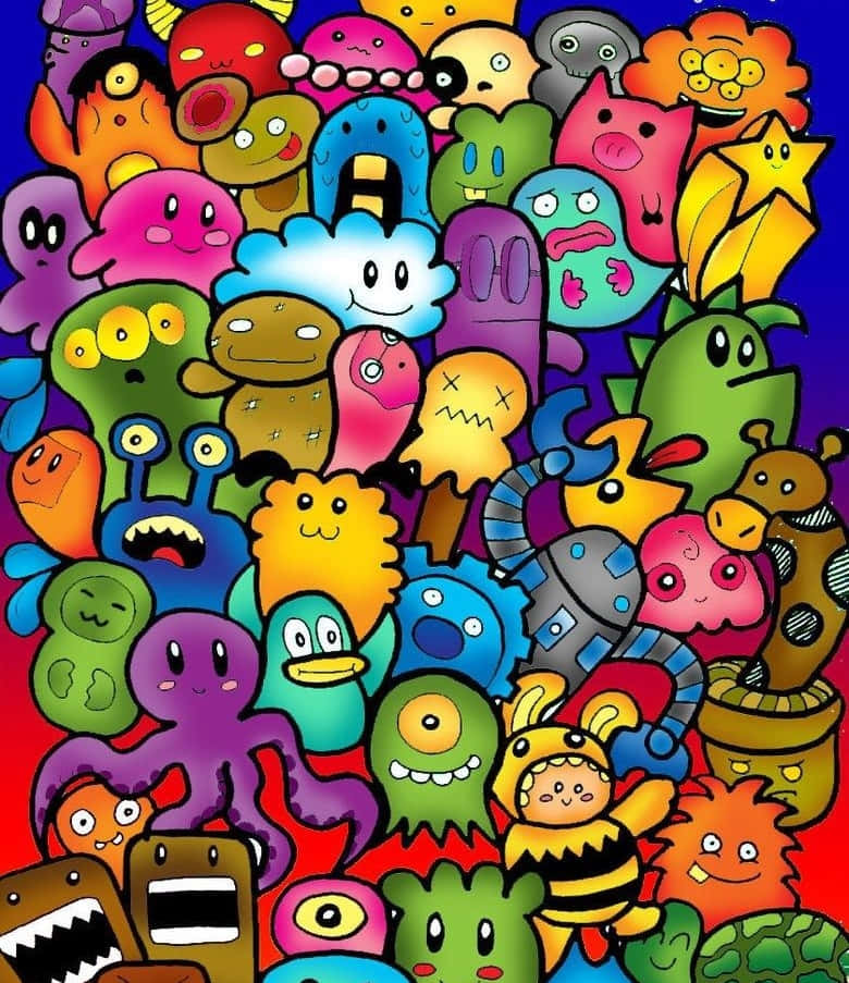 Cute Colorful Doodle Character Wallpaper