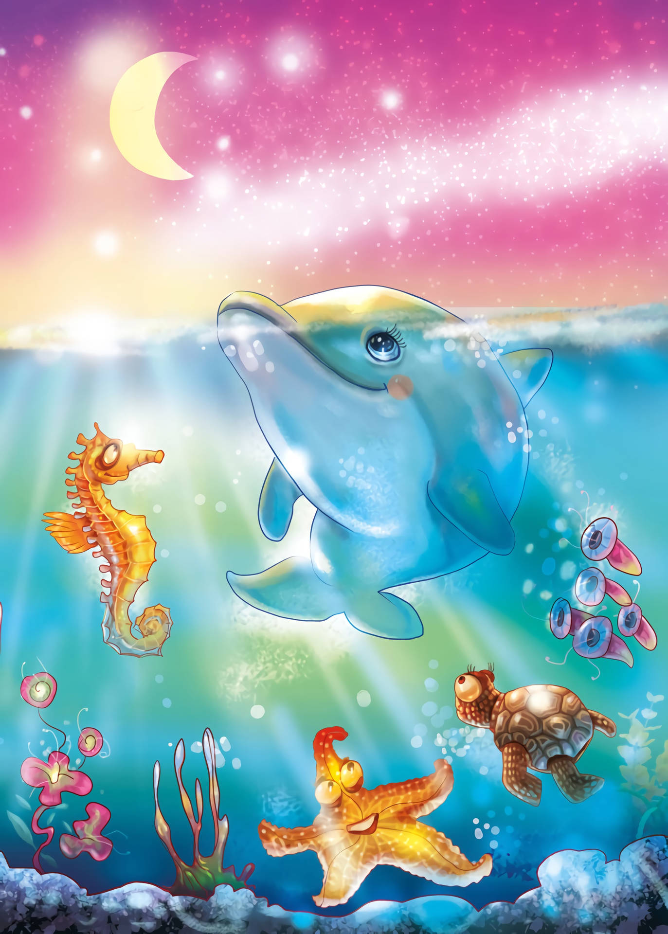 Cute Colorful Dolphin Wallpaper