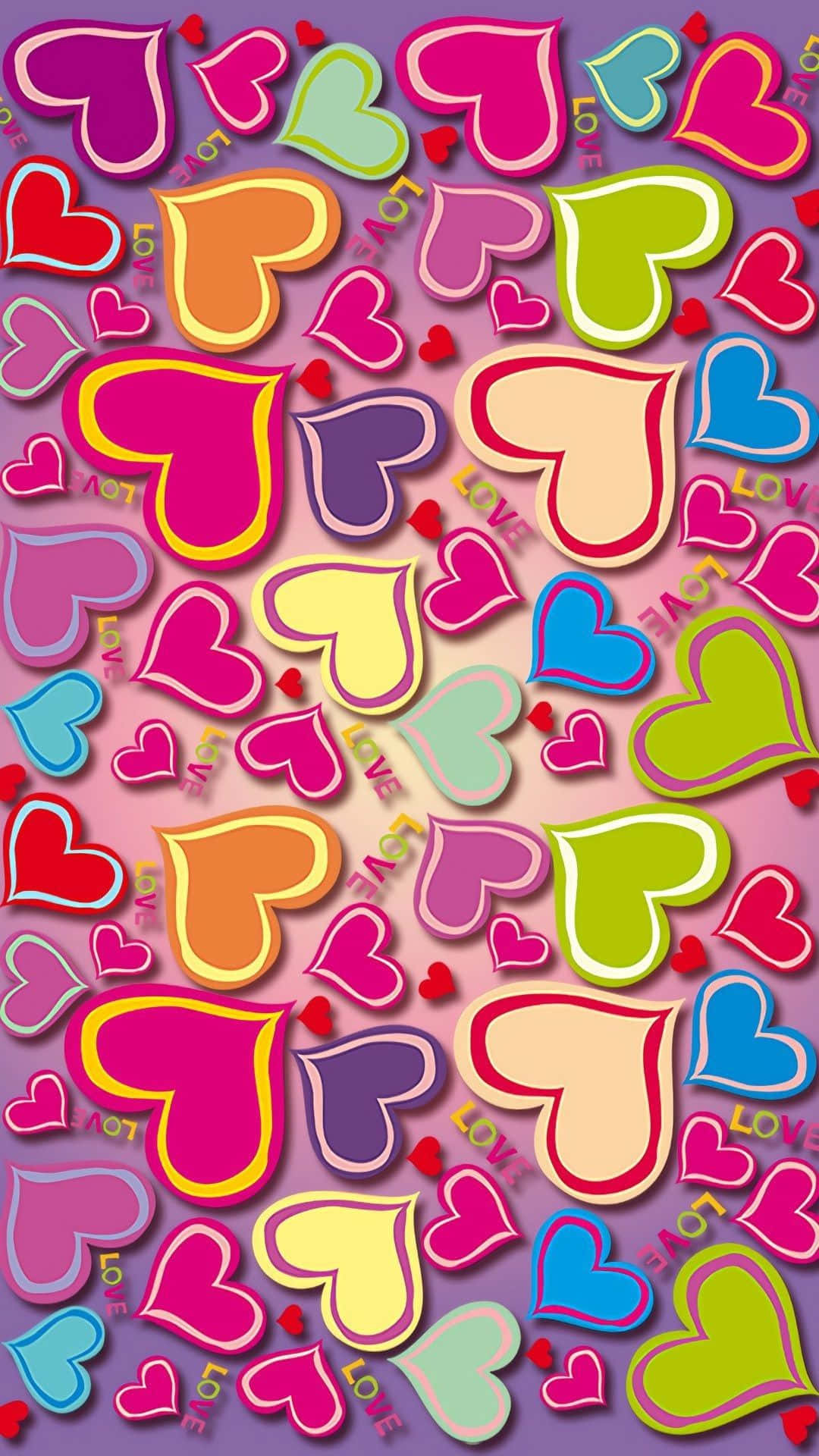 Cute Colorful Scattered Heart Shape Wallpaper