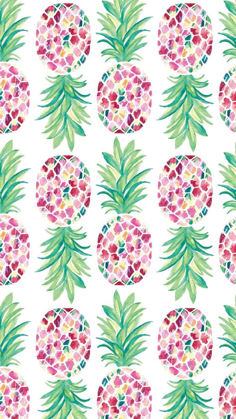 Cute Colorful Pineapple Flicked Wallpaper