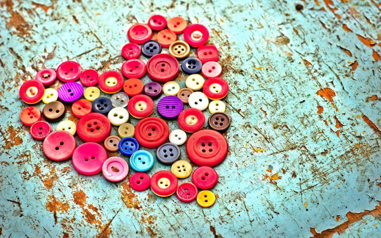 Cute Colorful Button In Heart Shape Wallpaper
