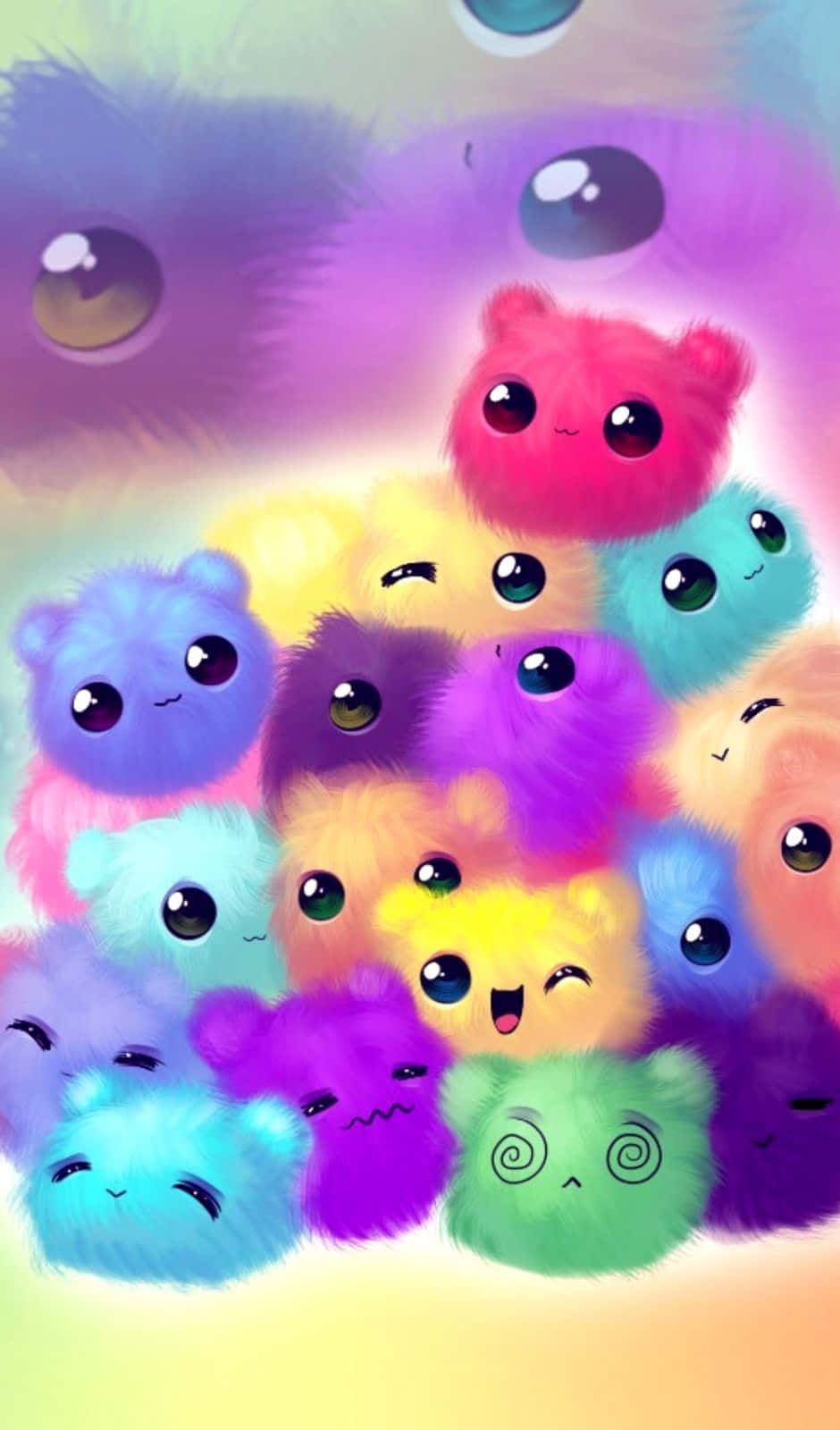 A Bunch Of Colorful Teddy Bears In A Rainbow Wallpaper