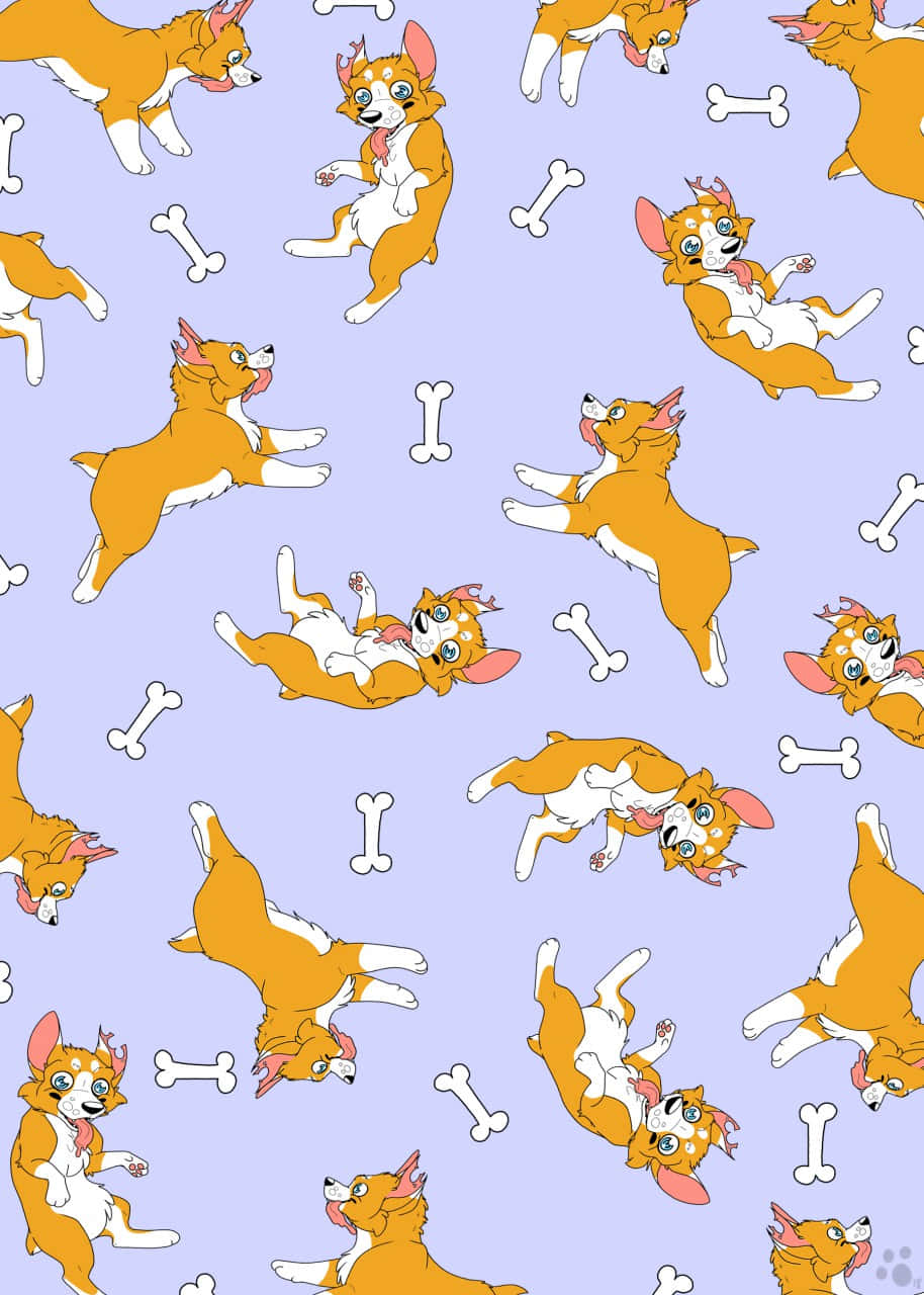 Cute Corgi Dog Pattern Background