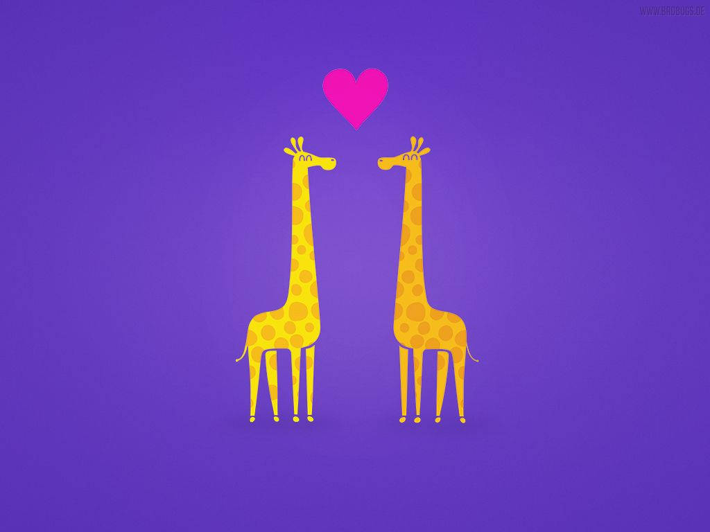 Cute Couple Drawing Artwork Of Giraffes Wallpaper