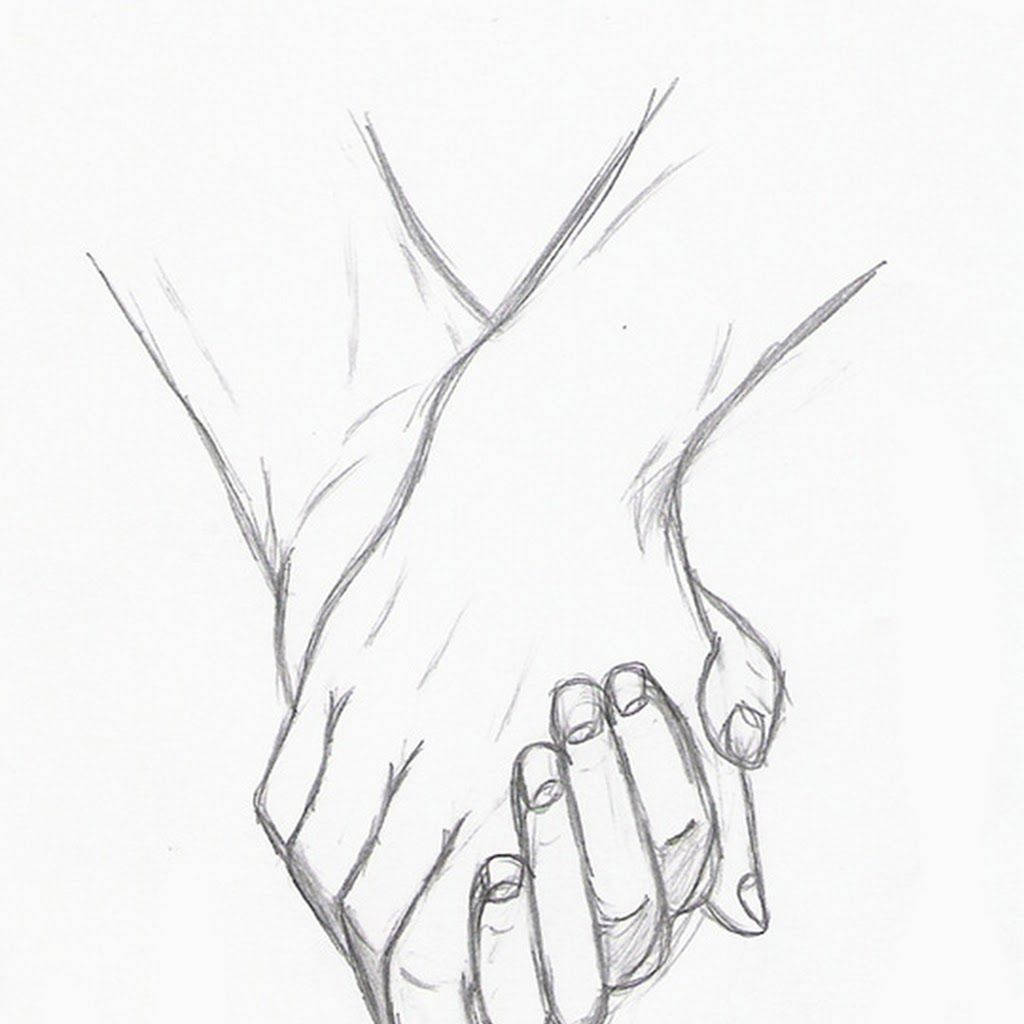 Cute Couple Drawing Of Hands Intertwined Wallpaper