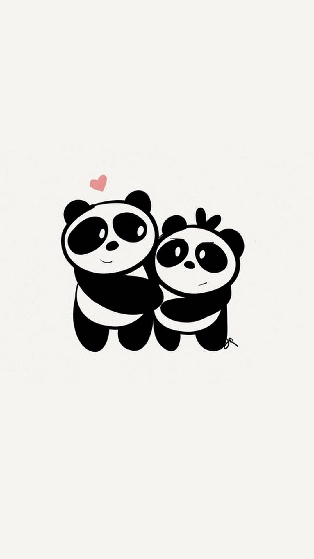 Dibujoadorable De Una Pareja De Pandas Fondo de pantalla