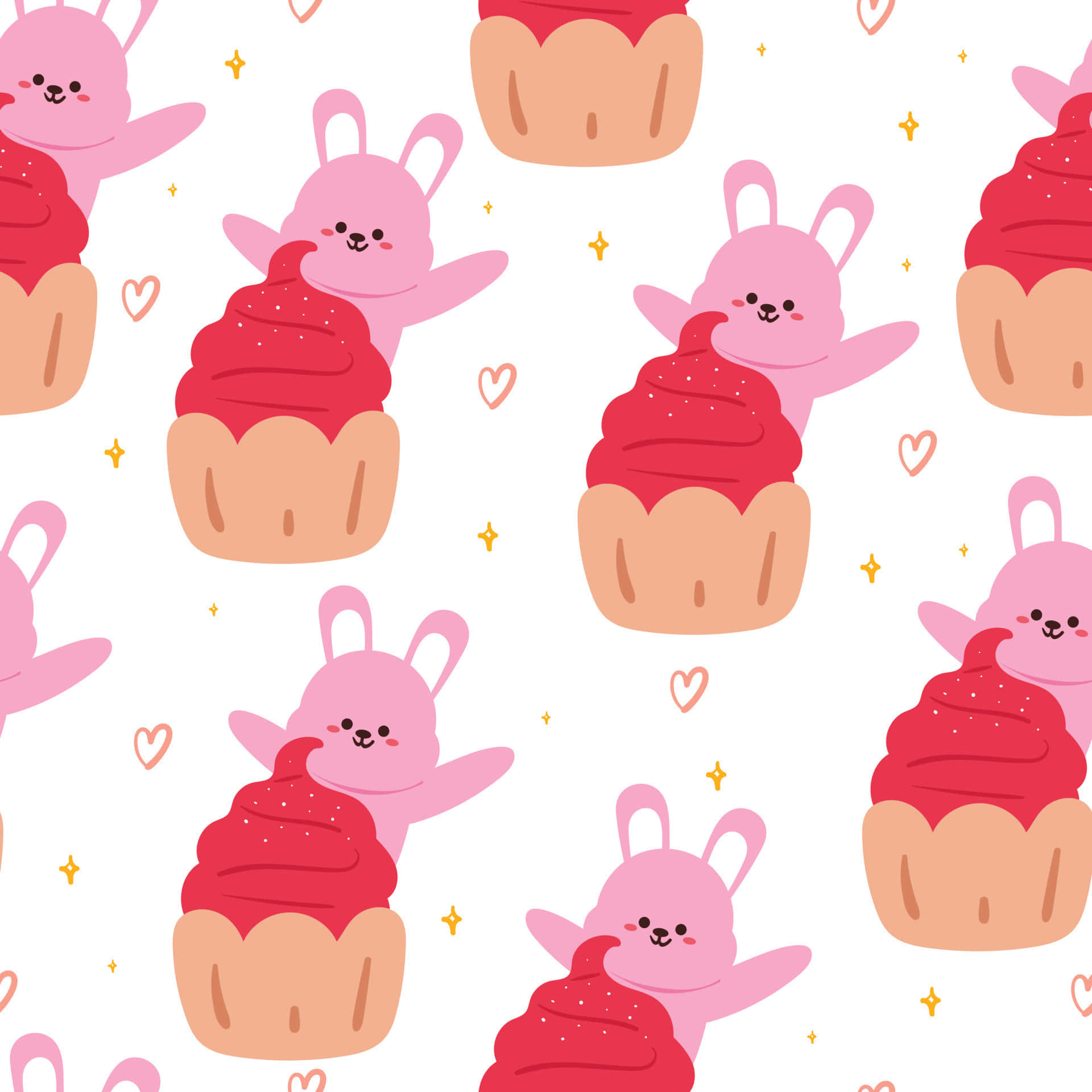 Cute Cupcake with Colorful Sprinkles and Cherry on Top Wallpaper