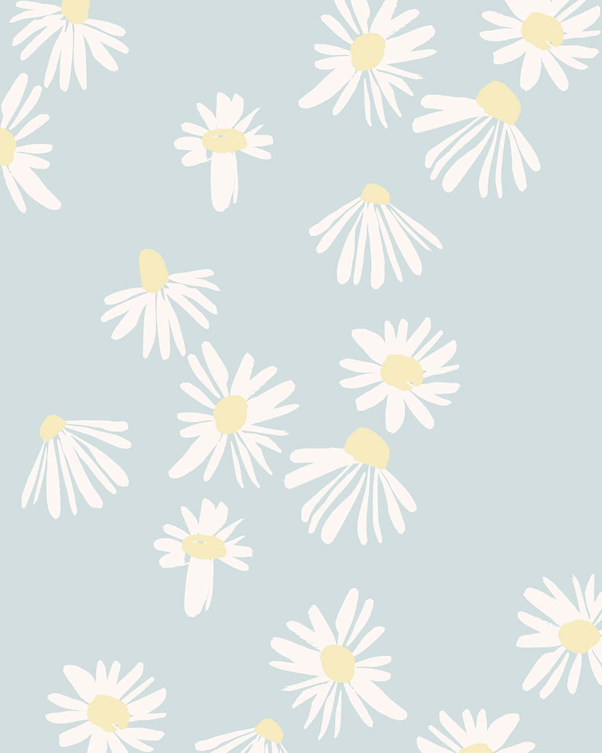 Sød Daisy Blomster Pastel Blue Tapet Wallpaper