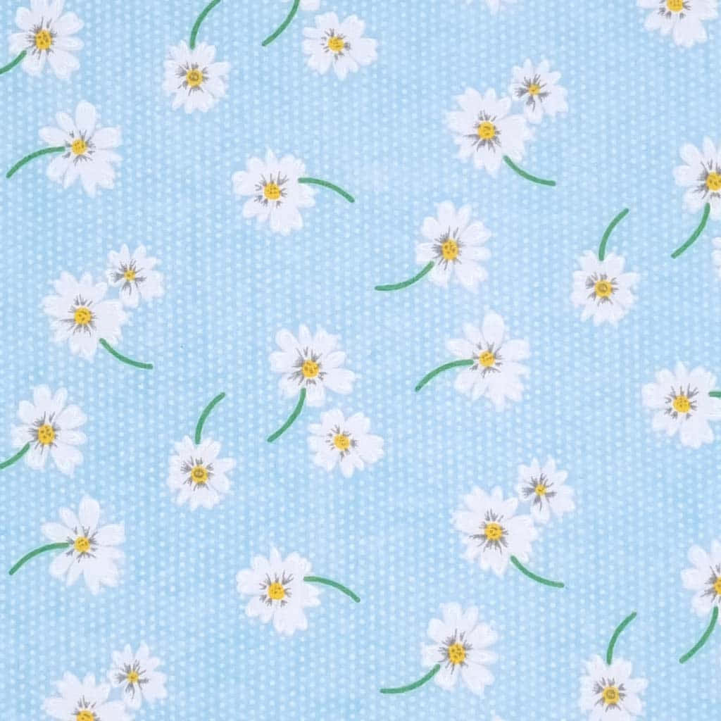 Cute Daisy Flowers With Stems Floral Fabric Wallpaper
